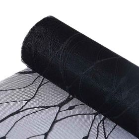1 Roll Lightning Lace Mesh Flower Wrapping Paper Rose Florist Bouquet Wrap Supplies DIY Craft Gift Wrapping, 5 Yards, Black
