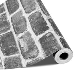 VEVOR Peel and Stick Wallpaper, 17.7 x 393.7 inch Contact Paper Gray Brick Waterpoof Self Adhesive