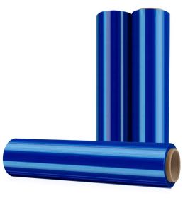 4 Rolls of Blown Hand Stretch Film 18" x 1500'. Blue Hand Stretch Wrap, 80 Gauge. Tear Resistant Residue Free Film for Moving, Shipping