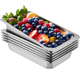 VEVOR 6 Pack Steam Table Pans 20.9 x 12.8 x 3.9 Inch Deep Steam Table Pan Full Size 13L Deep Food Container Stainless Steel Oven Tray Hotel Pans