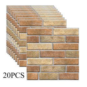 20pcs self-adhesive wall tile stickers, light brown and dark brown, bathroom wall decoration wallpaper, kitchen DIY peeling tile stickers, 30x30