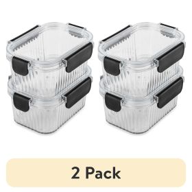 (2 pack) 2 Pack of 2 Cup Food Storage Containers, Clear