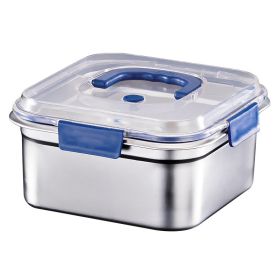 Yakimoto 2-Pack Extra-Large Stainless Steel Food Storage Containers With Blue Lids - Deep Design, Airtight Seal, Perfect For Refrigerator Organiz