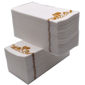 [100 Pack] Disposable Guest Towels Linen-Feel Paper Hand Towels;  Decorative Bathroom Hand Napkins for Kitchen; Weddings;  Dinners or Parties(Shi (Color: Gold)