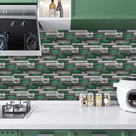 12 Pcs Green Vintage Wood Grain Sticker Peel And Stick Wallpaper,4.72*9.69 Inch,PVC Hanging DecorativeTiles Waterproof,moisture-proof (PCS: 48MW006)