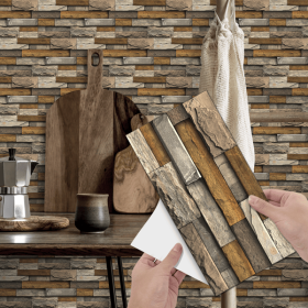 12 Pcs Marble Stone Backsplash Wallpaper Peel And Stick For Kitchen Wall (PCS: 12FG-L005)